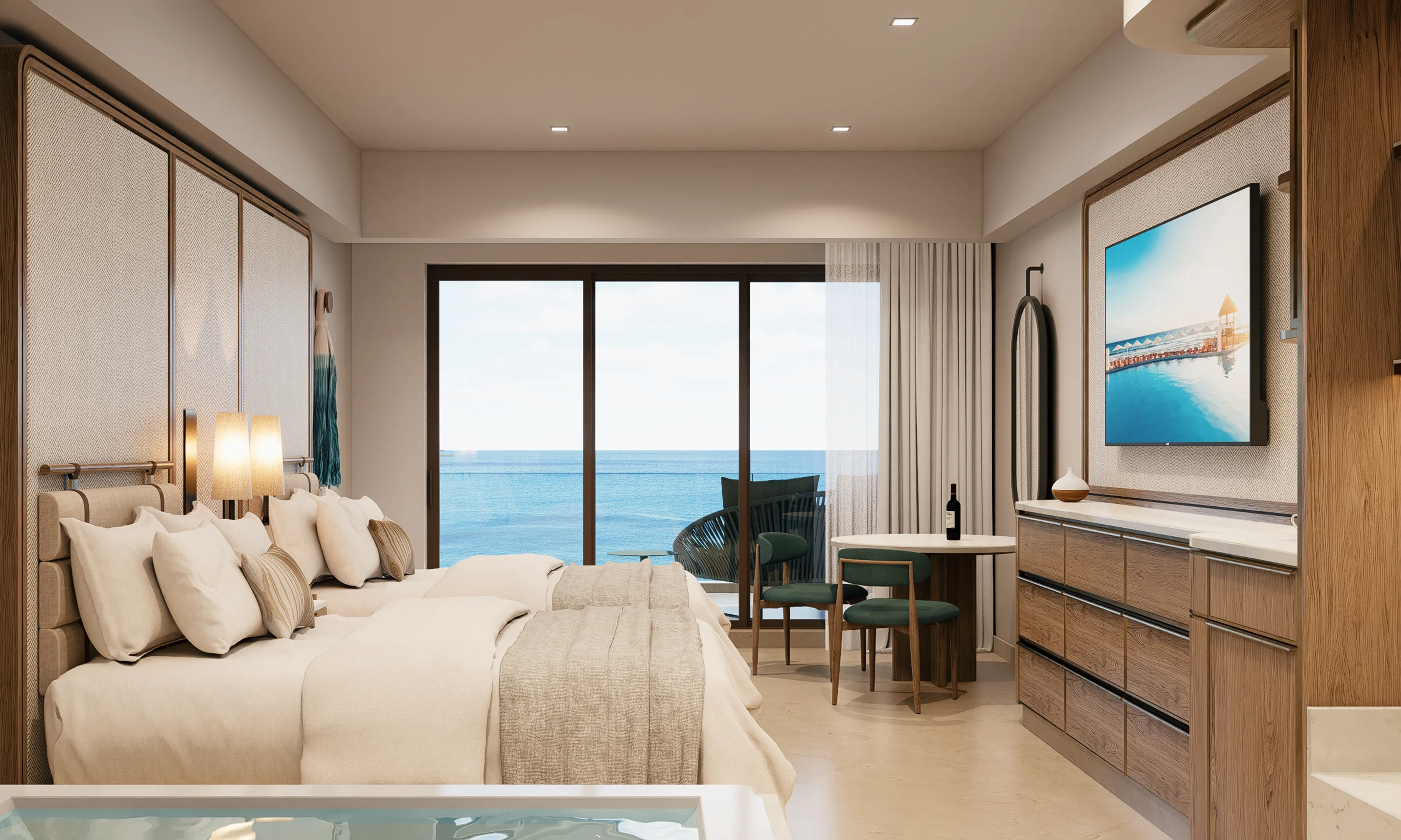 Premier resort room with elegant bedding for three guests